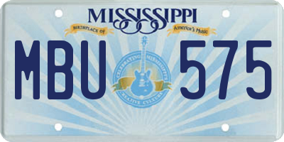 MS license plate MBU575