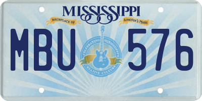 MS license plate MBU576