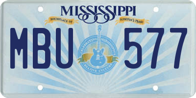 MS license plate MBU577