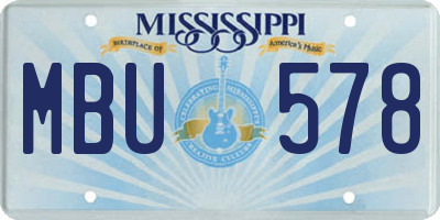 MS license plate MBU578