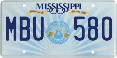 MS license plate MBU580