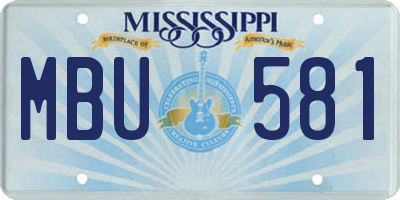 MS license plate MBU581