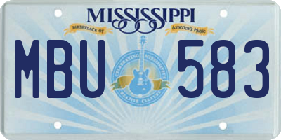 MS license plate MBU583