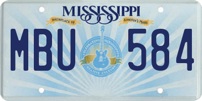 MS license plate MBU584