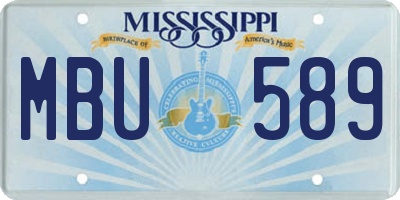MS license plate MBU589