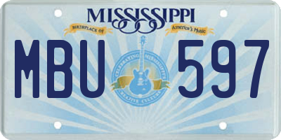 MS license plate MBU597