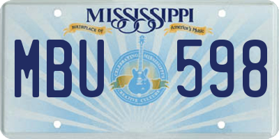 MS license plate MBU598
