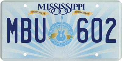 MS license plate MBU602
