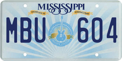 MS license plate MBU604
