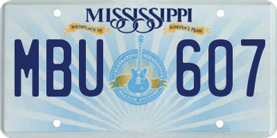 MS license plate MBU607