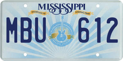 MS license plate MBU612