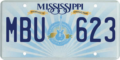 MS license plate MBU623