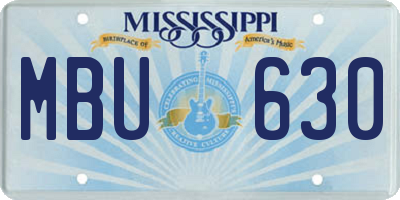 MS license plate MBU630