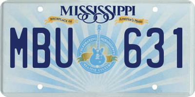 MS license plate MBU631
