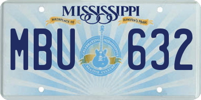 MS license plate MBU632
