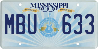 MS license plate MBU633