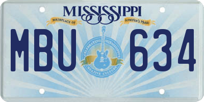 MS license plate MBU634