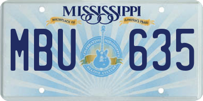 MS license plate MBU635