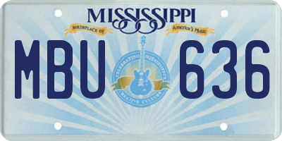 MS license plate MBU636