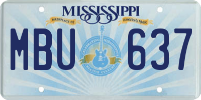 MS license plate MBU637