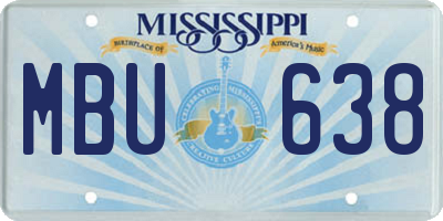 MS license plate MBU638
