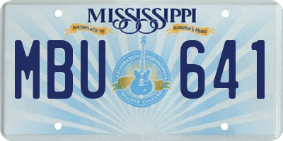 MS license plate MBU641