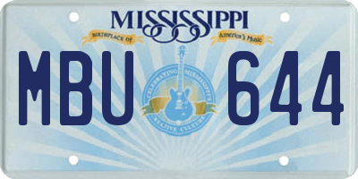 MS license plate MBU644