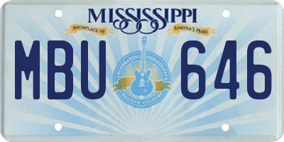 MS license plate MBU646