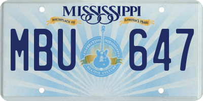 MS license plate MBU647
