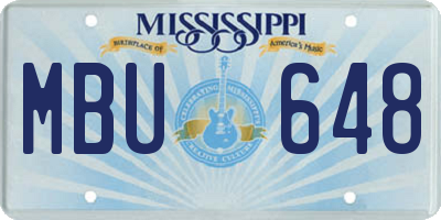 MS license plate MBU648