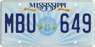 MS license plate MBU649
