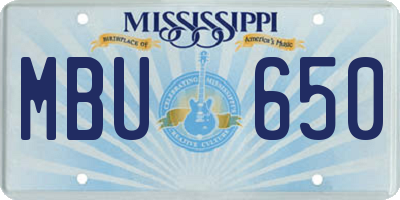 MS license plate MBU650
