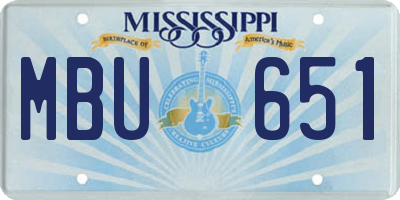 MS license plate MBU651
