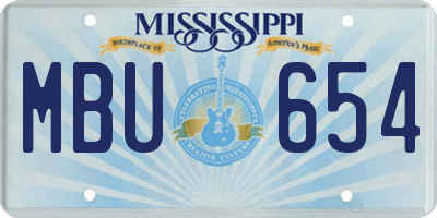 MS license plate MBU654