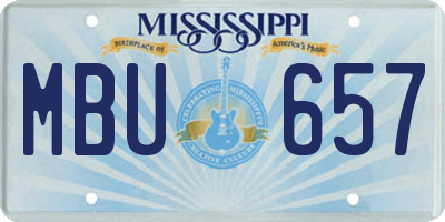 MS license plate MBU657