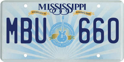 MS license plate MBU660