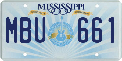 MS license plate MBU661