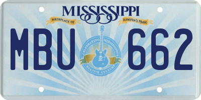 MS license plate MBU662