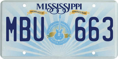MS license plate MBU663
