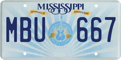 MS license plate MBU667