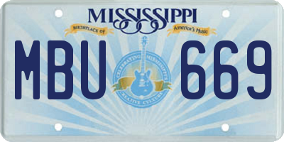 MS license plate MBU669