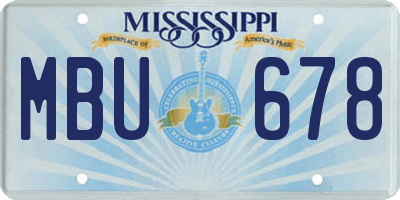 MS license plate MBU678