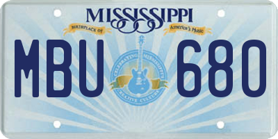 MS license plate MBU680