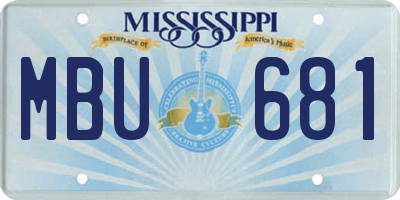 MS license plate MBU681
