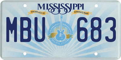 MS license plate MBU683