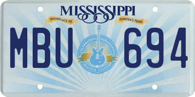MS license plate MBU694
