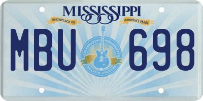 MS license plate MBU698