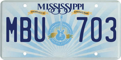 MS license plate MBU703