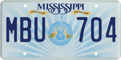MS license plate MBU704