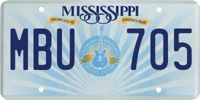 MS license plate MBU705